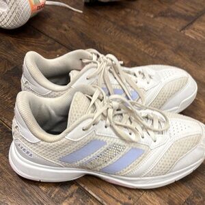 Adidas Women's White and Light Purple Athletic Shoes volleyball